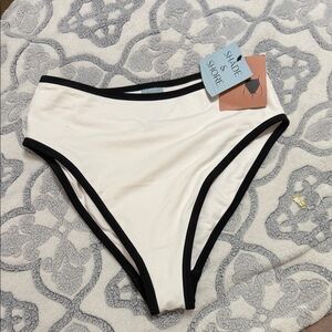 Shade & Shore Cream and Black Bikini Bottom